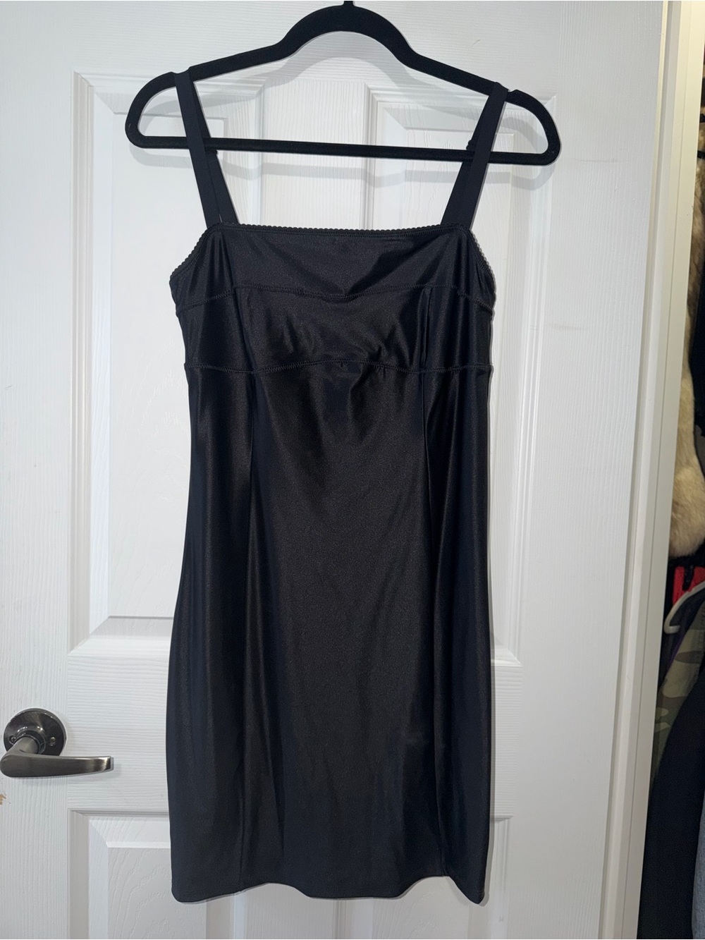 TEN by Babaton Black Square-Neck Satin Dress